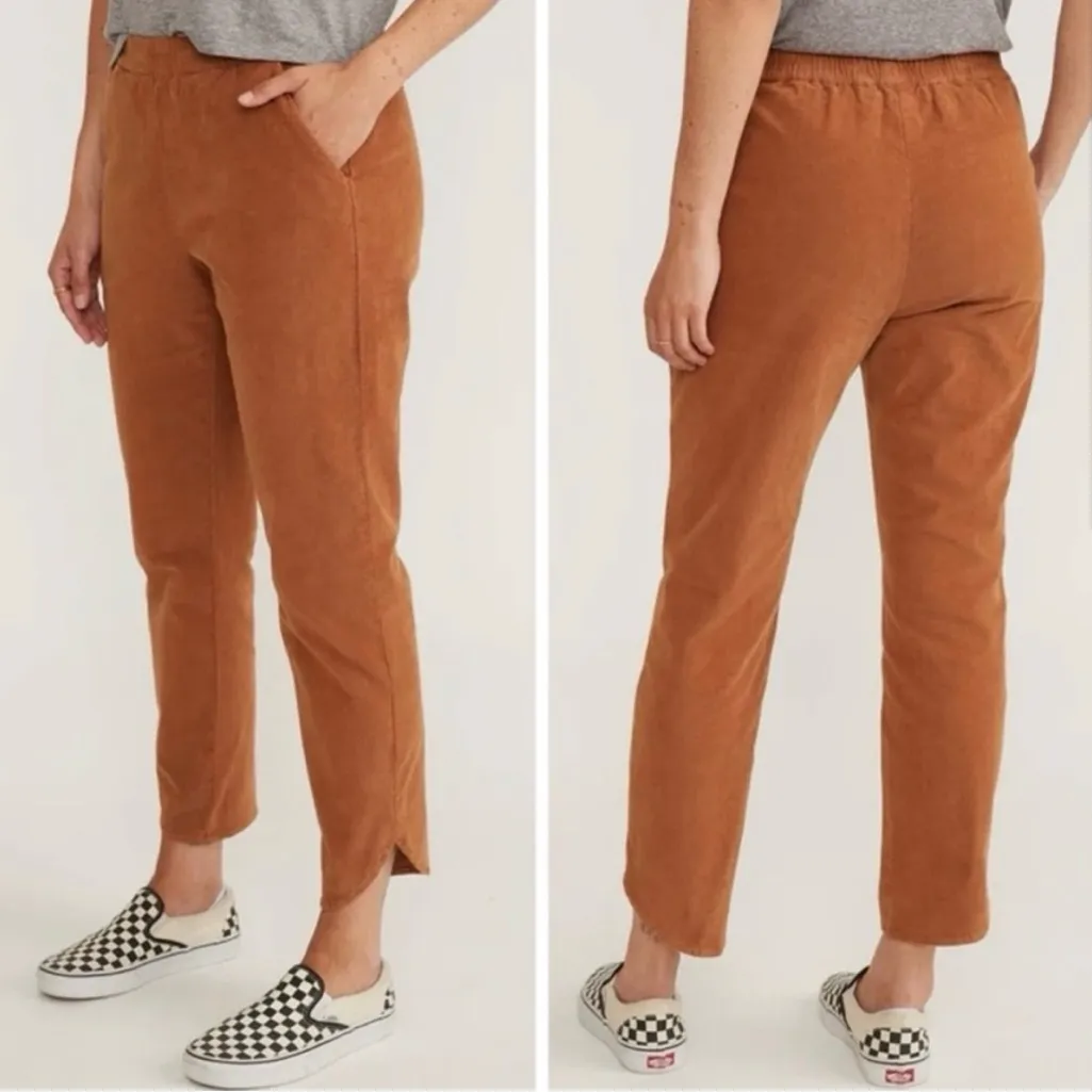 Marine Layer Allison Camel Brown Corduroy elastic waistband pants size medium - Image 2