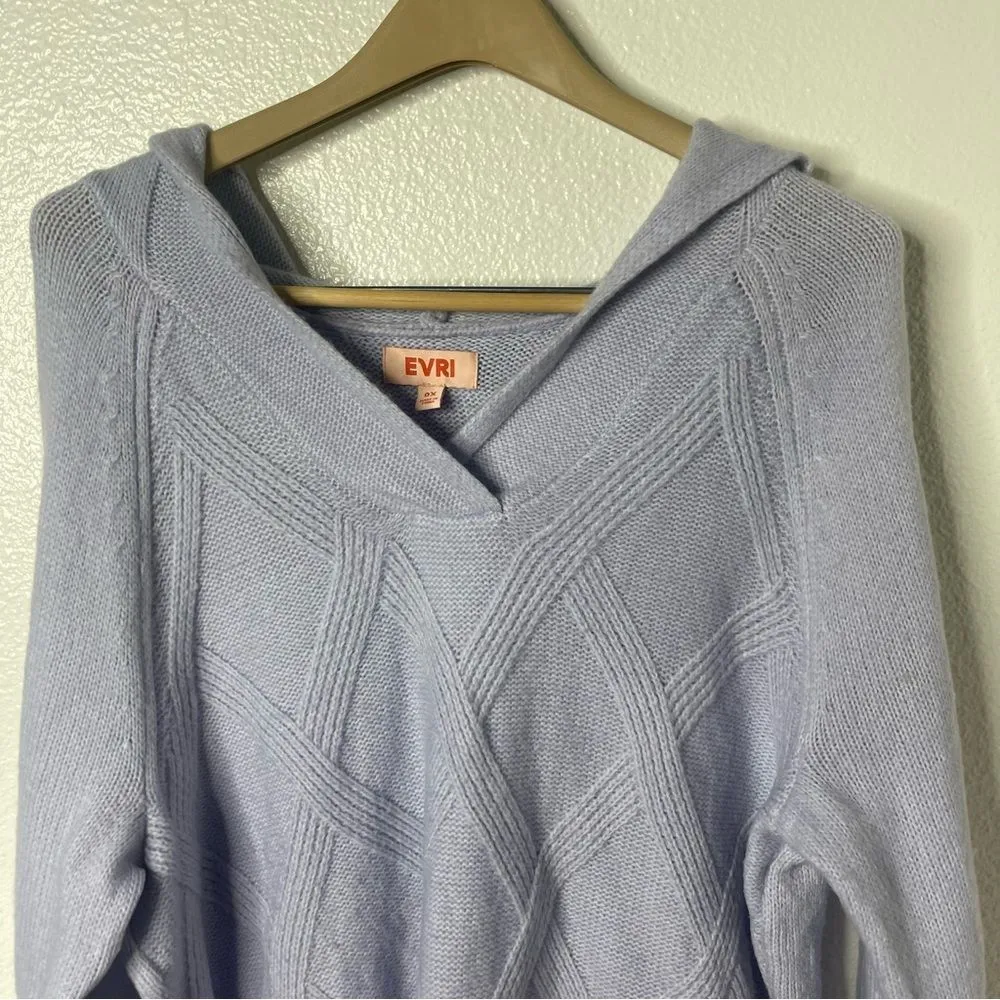 Evri hoodie sweater light pastel purple v neck size 0X Plus or US12W - Image 3