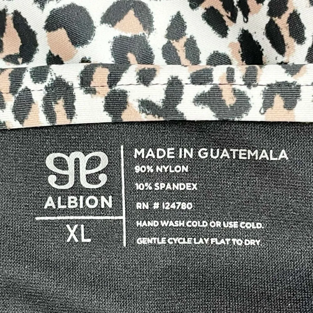 Albion Cheetah High-Waisted Swim Bottoms Size XL White Black Tan Animal Print - Image 7