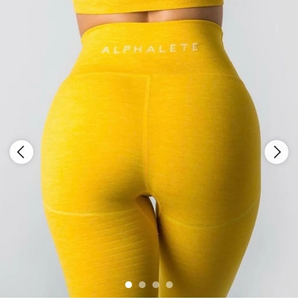 Alphalete Revival R6 Yellow High-Waisted‎ Legging- Size Medium - Image 2