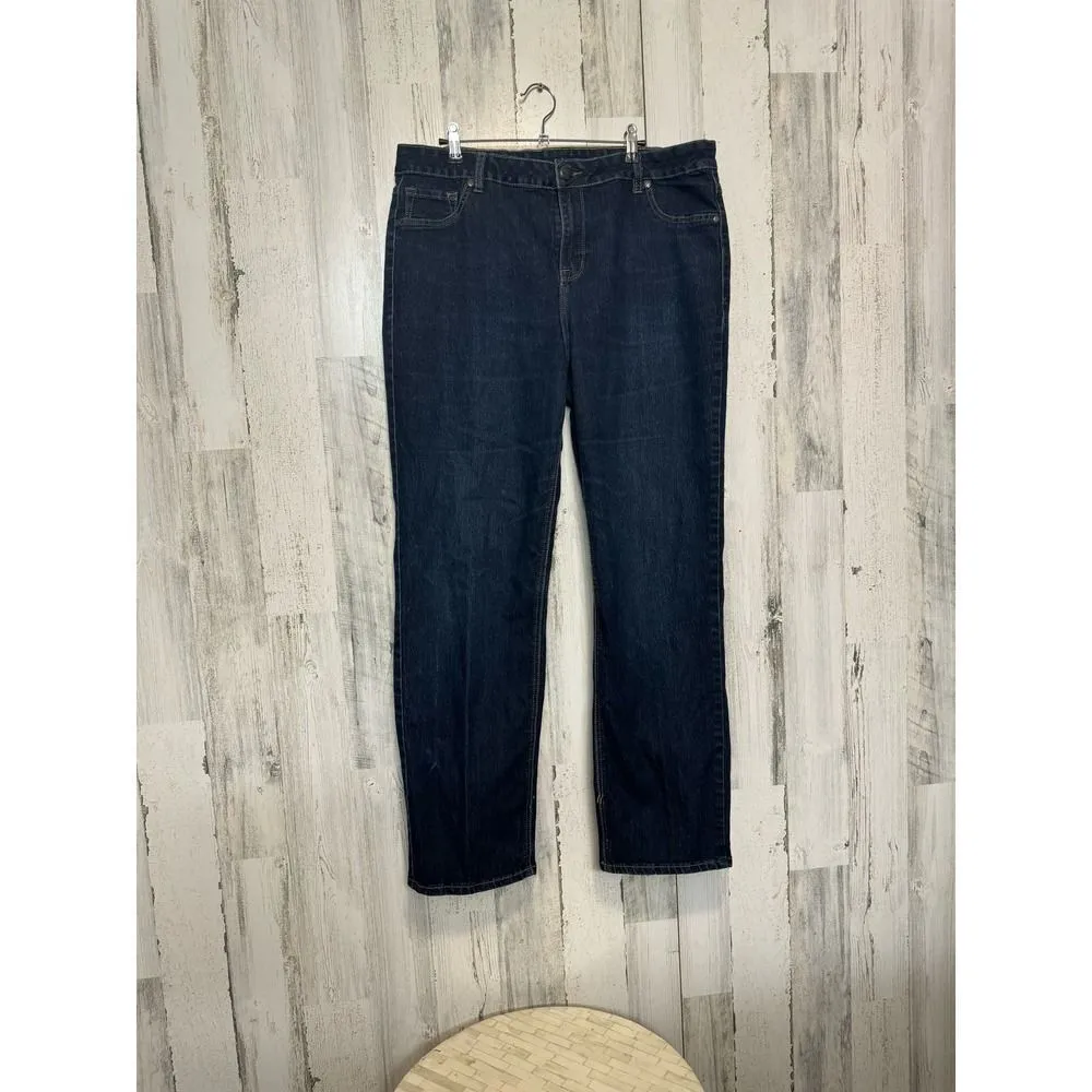 Avenue Denim Straight Leg Jeans | Dark Wash Stretch Mid-Rise – Size 18 Average - Image 5