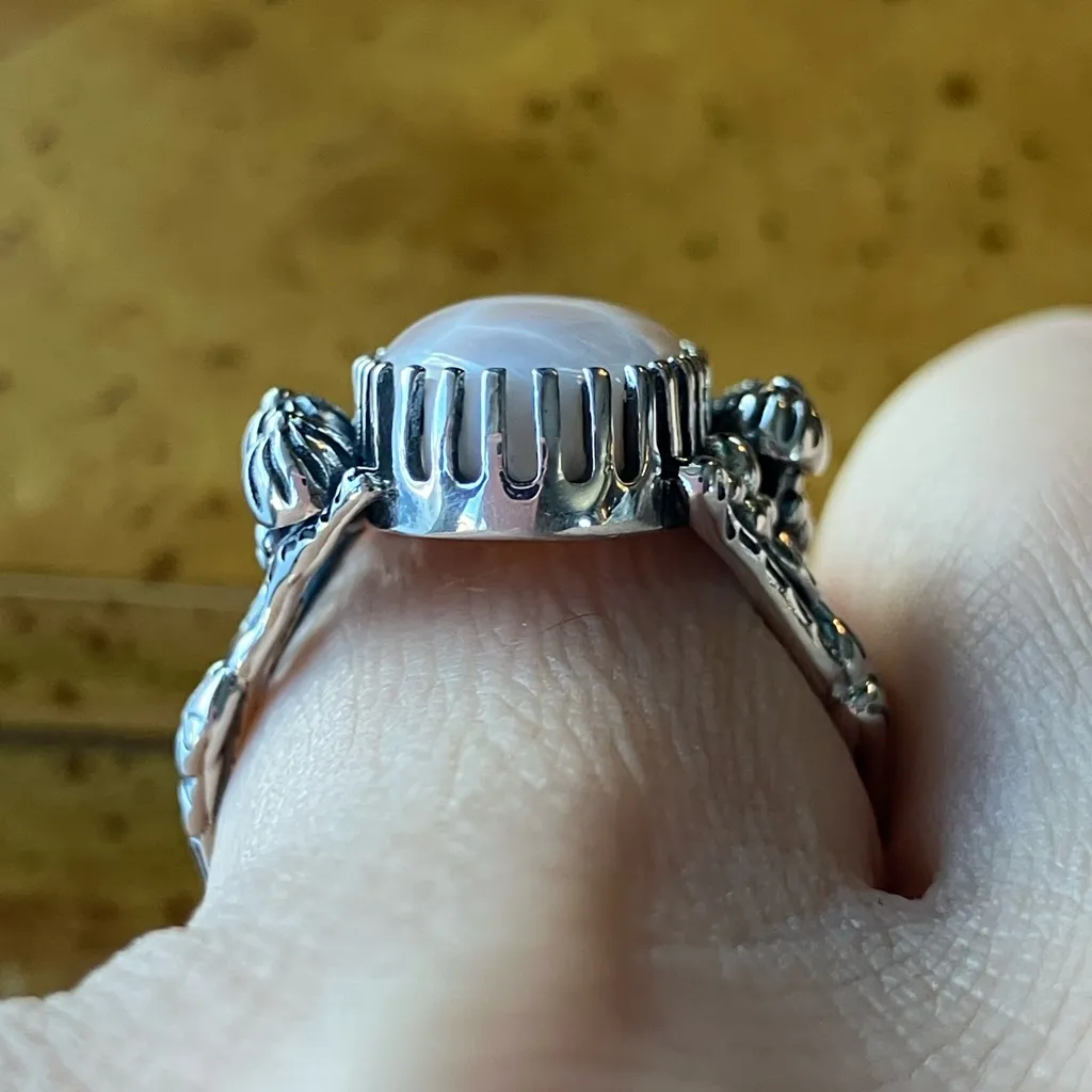 Natrolite Sterling Silver Floral Ring Size 7 - Image 2