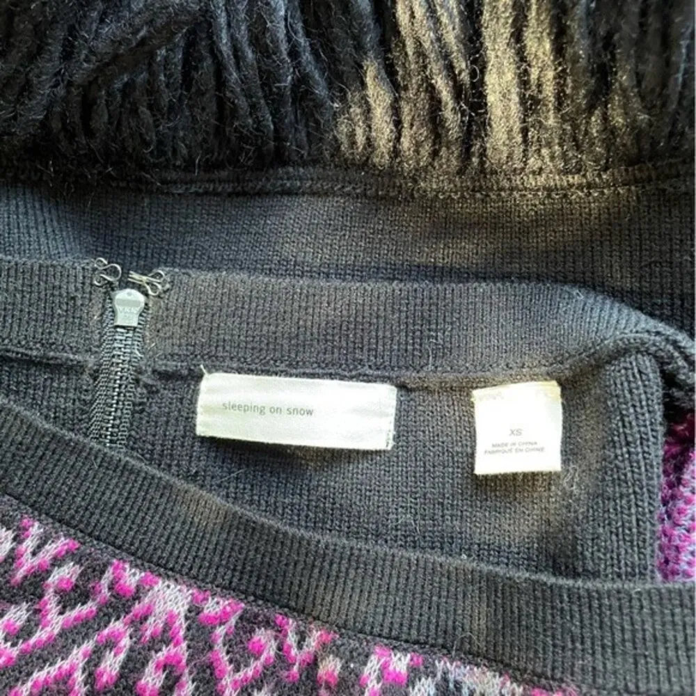 Anthropologie Sleeping on Snow Wool Fringe Sweater Skirt Black Purple Size XS - Image 8