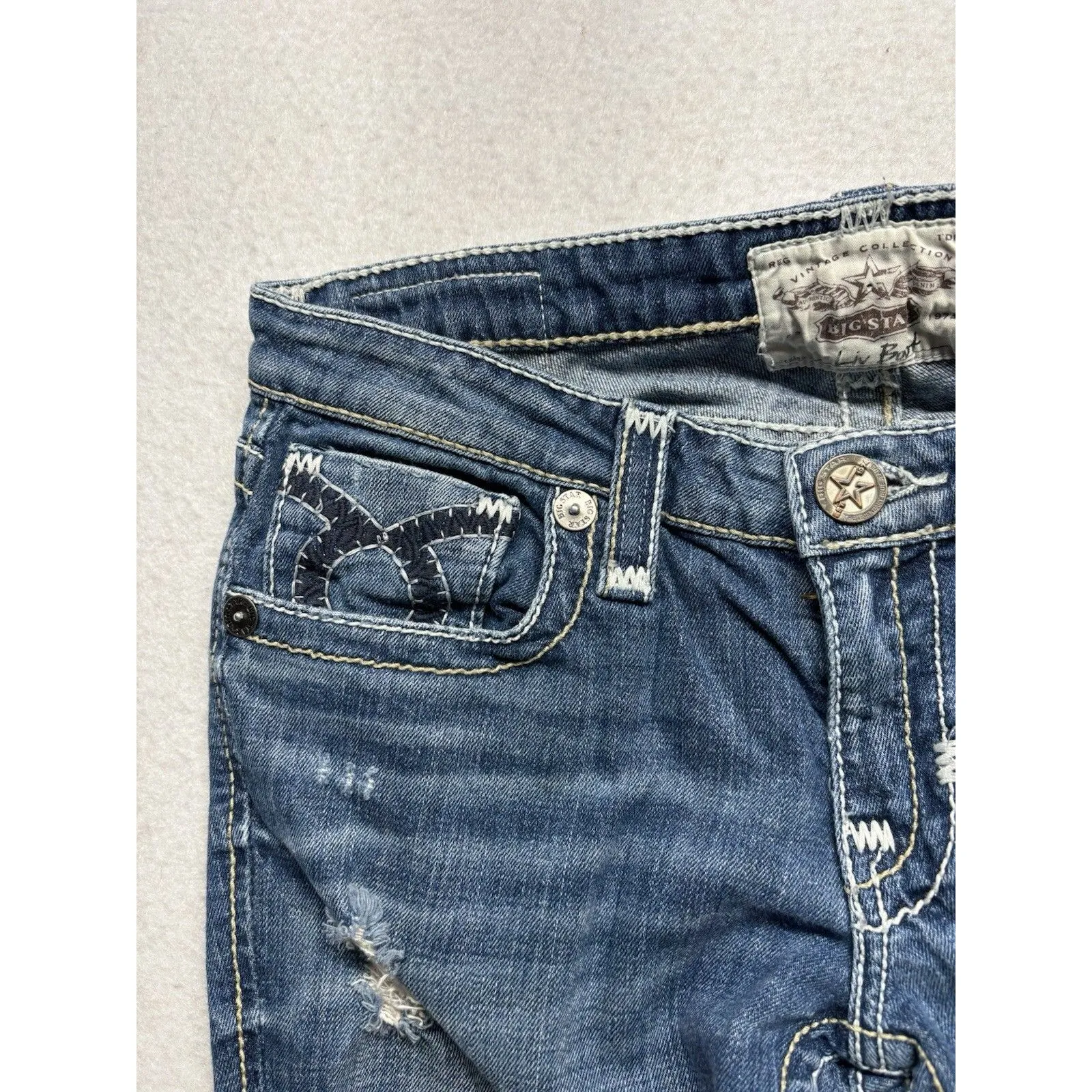 Big Star Women's Liv Boot Jeans Size 29L Embroidered Low Rise Dark Wash Western - Image 5