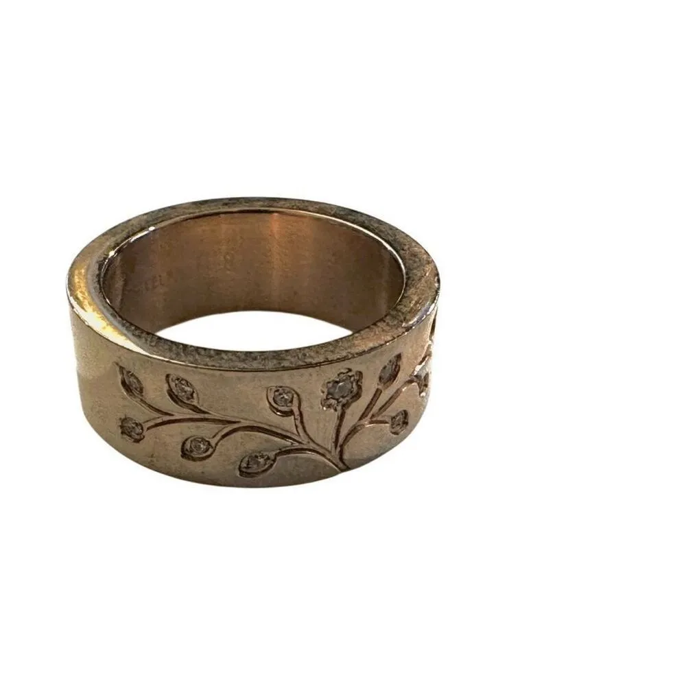 Steel Time Stainless Steel Gold Tone Ring Size 8 - Image 7
