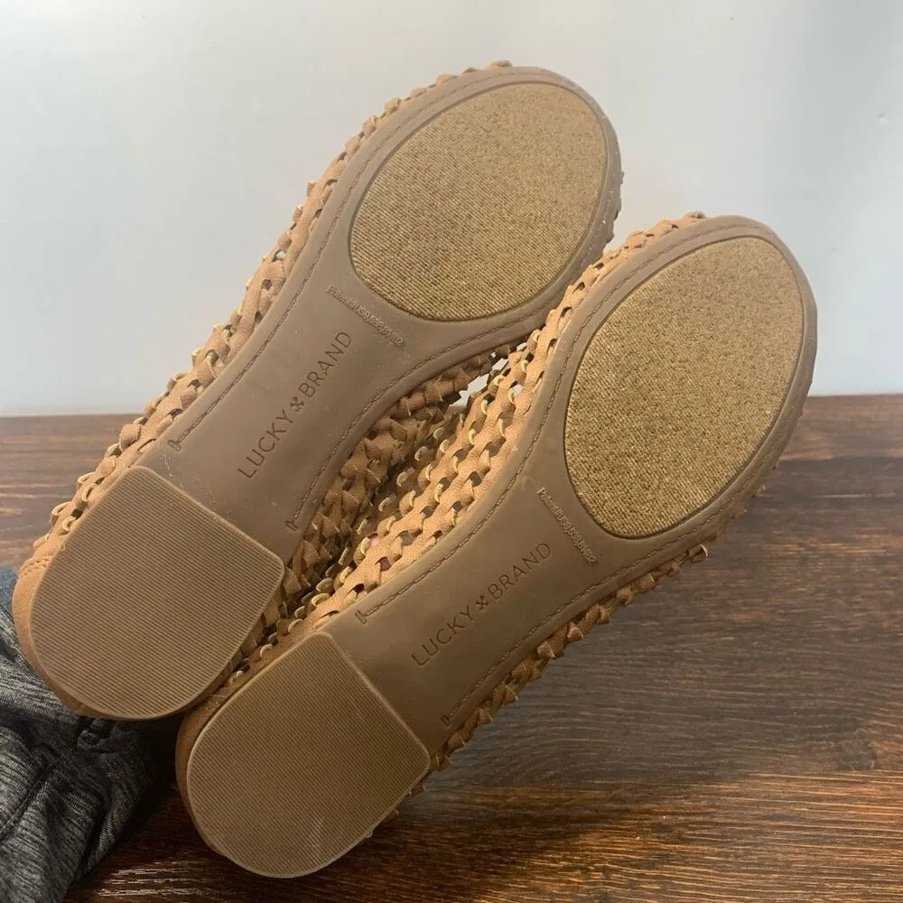 Lucky Brand Women's Beige Round Toe Slip On Woven Ballet Flats Size 6.5 - Image 4