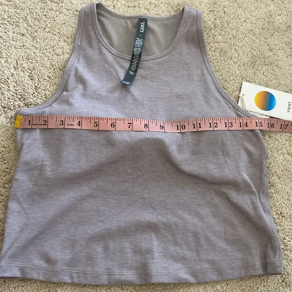 Vuori Pose Plyo Rib Tank Soft Pewter Heather Full Support Moisture Wicking L - Image 8