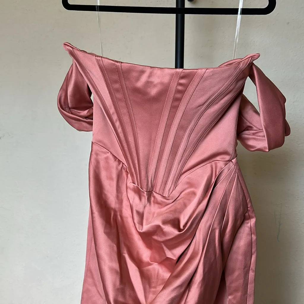 House of CB‎ ‘LORETTA’ BLUSH PINK SATIN OFF SHOULDER Corset dress NWOT size L - Image 13