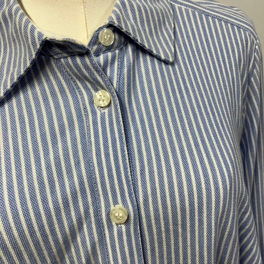 Charter Club Striped 100% Cotton Button Up Shirt Womens 1X Soft Preppy‎ Coastal - Image 4