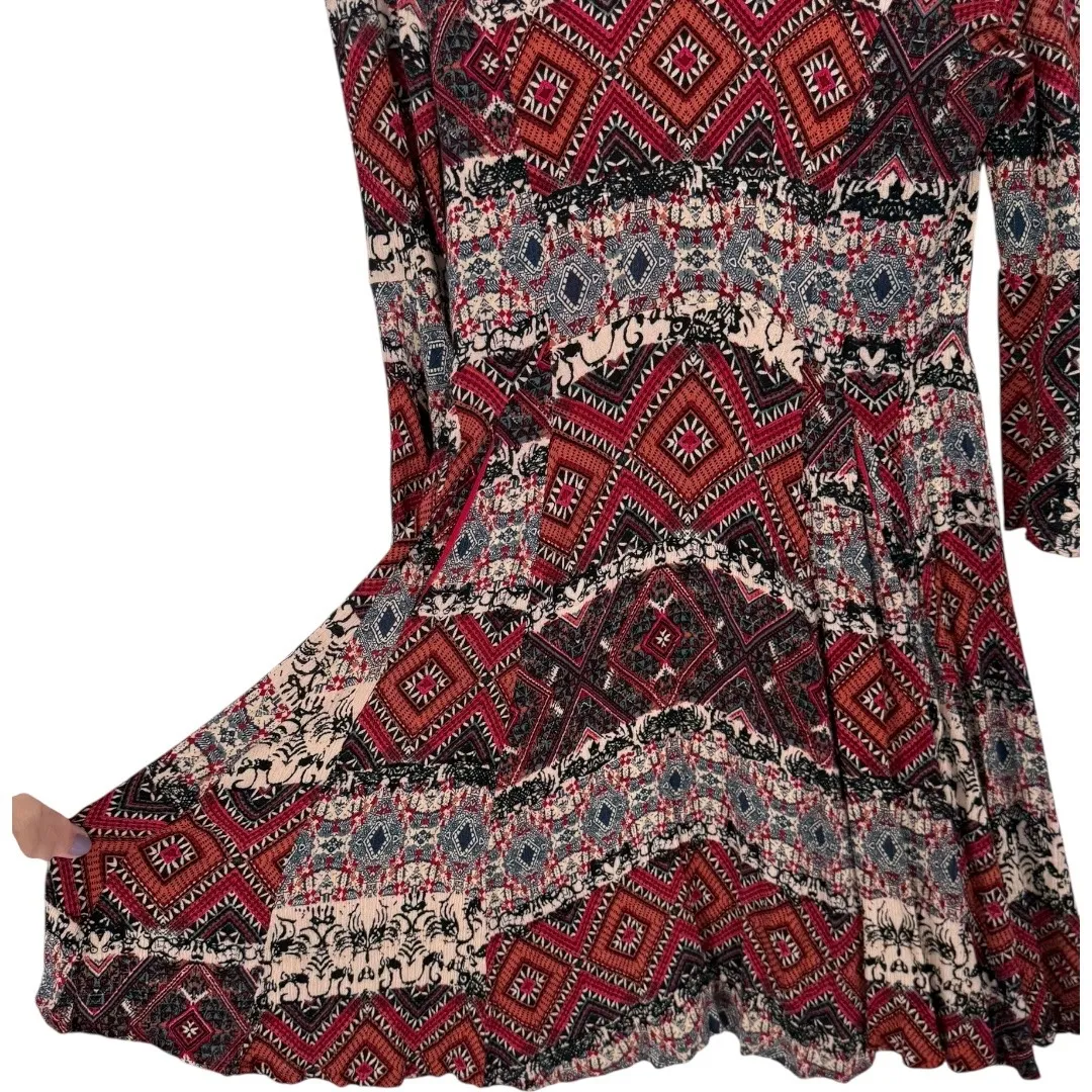 Anthropologie Holding Horses Boho Print Bell Sleeve Mini Dress Size XS‎ Western - Image 9