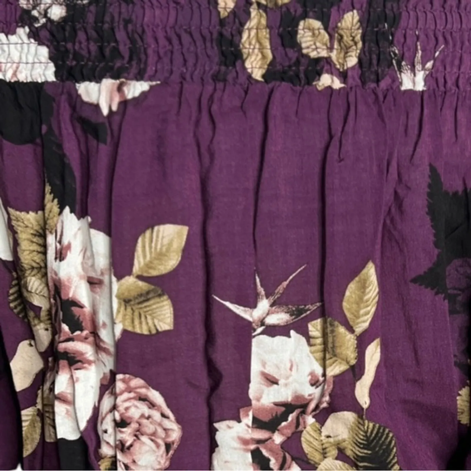 Jaase Dress Womens Small‎ Plum Skies Purple White Floral Leah Maxi Off Shoulder - Image 6