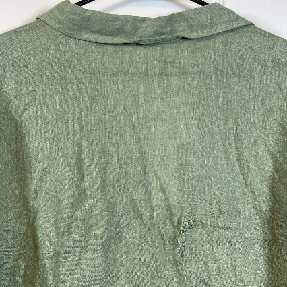 Women's Zara 100% Linen Shirt Basic Light Khaki Green Loose Size XXL NWT #6836 - Image 8