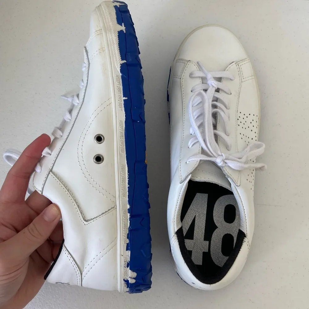 Vibram women’s P448 CSL royal blue white leather perforated low cut sneakers 9.5 - Image 4