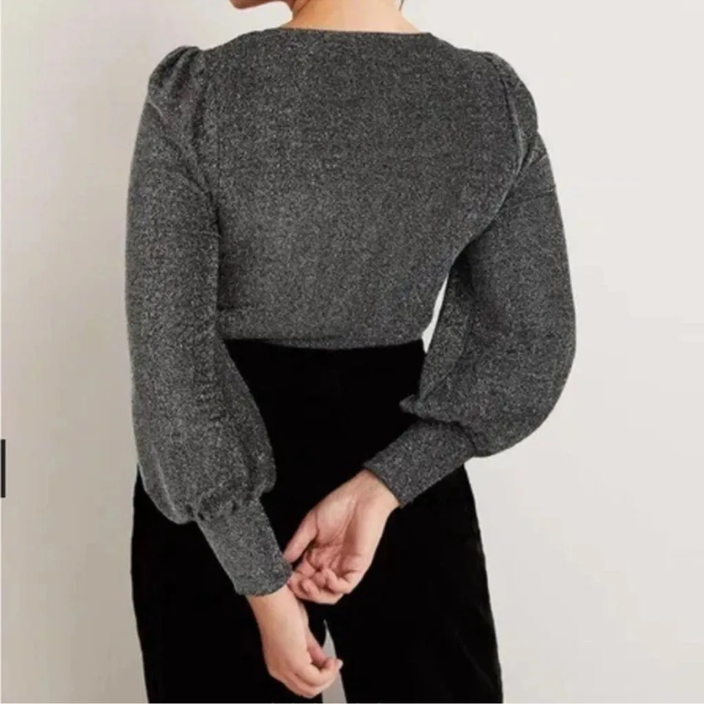 Boden Black & Silver Sparkle Twist Front Jersey Dressy Top US Size 16/18 - Image 2