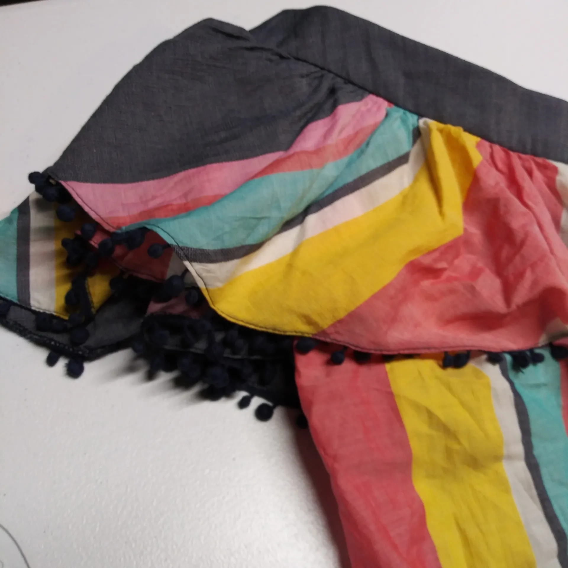 Trina Turk One Shoulder Los Angeles Colorful Striped Pompom Top Size XL - Image 4