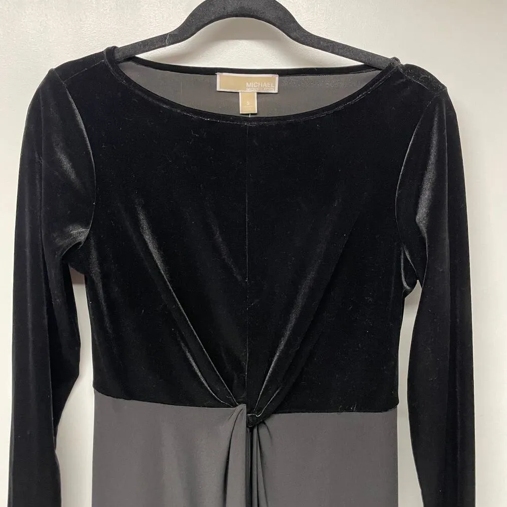 Michael Kors Black Velvet Jersey Twist Front Womenes Size Small Holiday - Image 9