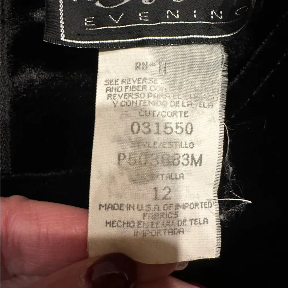 Vintage MOLLY MALLOY Dress 12 Velvet Velour Evening Sheath Maxi Black Whimsigoth - Image 6