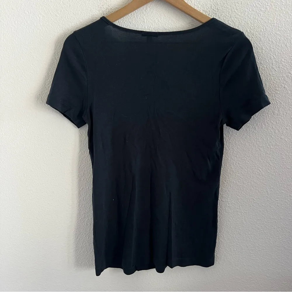Splendid  Black Crisscross Front Tee T-Shirt Neutral Elevated Basic Medium - Image 3