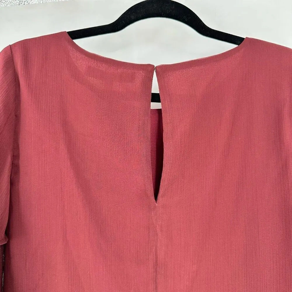 NWT BCBGeneration Tiered Bell Long Sleeve‎ Blouse Size XXS Purple Burgundy - Image 9