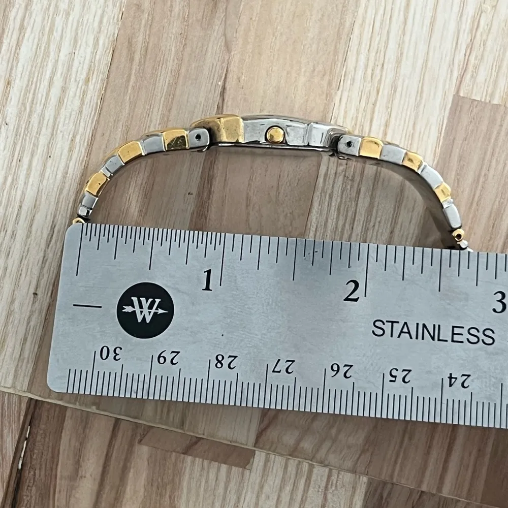 Seiko Ladies Watch Vintage Two Tone Braided Bracelet White Hexagonal Dial - Image 11