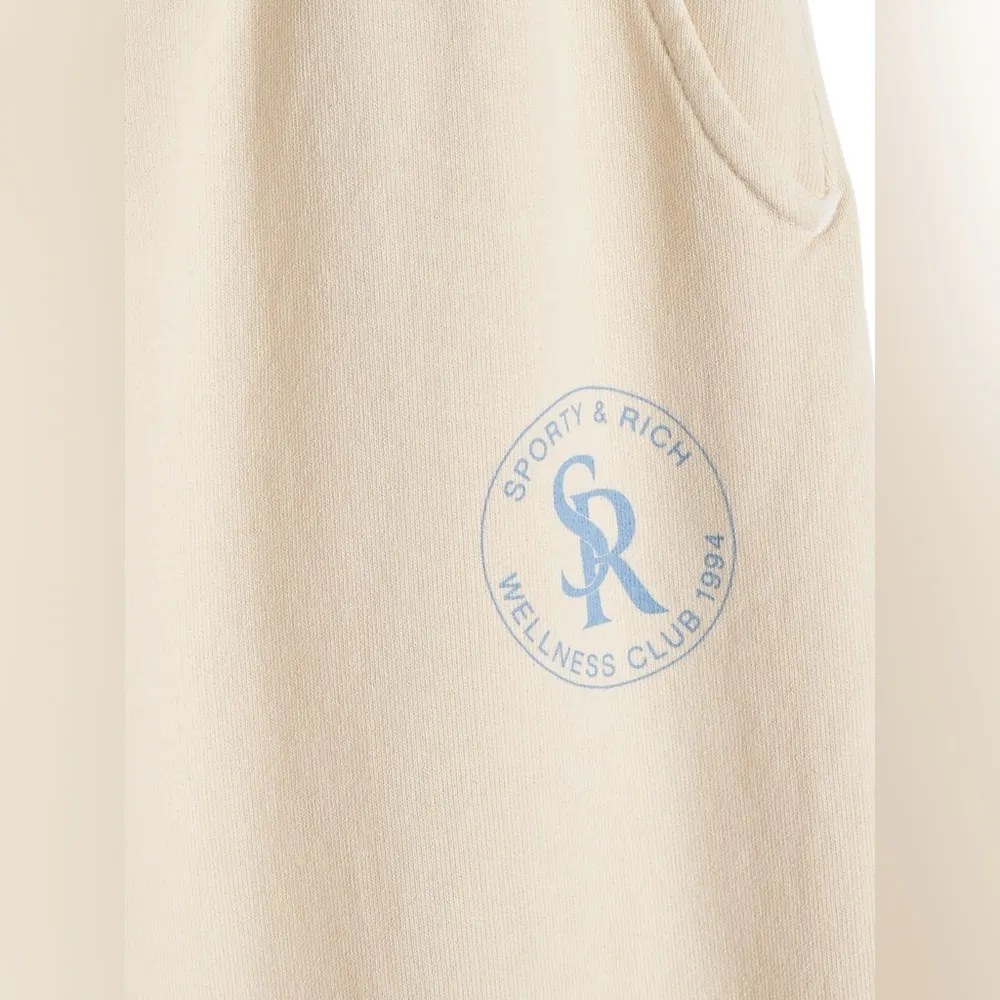🆕 SPORTY & RICH | S & R SWEATPANTS | CREAM & BLUE | SIZE: LARGE (UNISEX) - Image 4