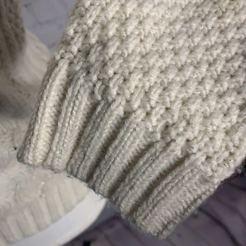 Mossimo Cream Sparkly Cable knit Sweater - Image 4