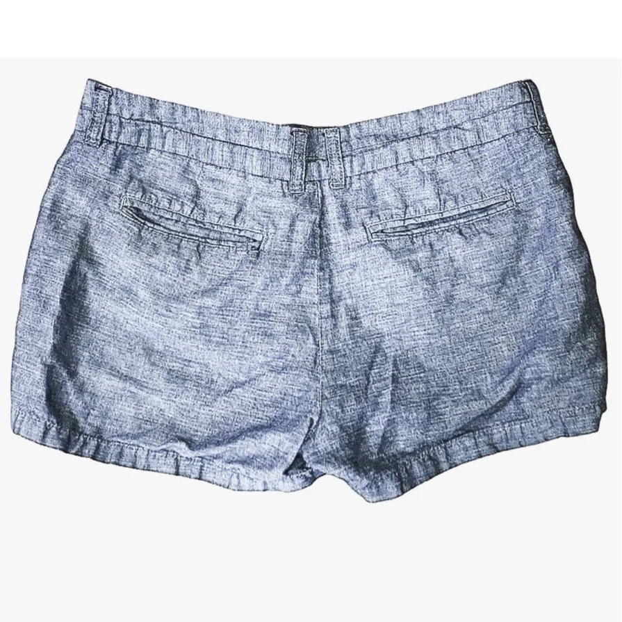 KHAKIS BY GAP Indigo Chambray Thin Denim Blue Jean Retro Linen Shorts ~ Womens 6 - Image 3