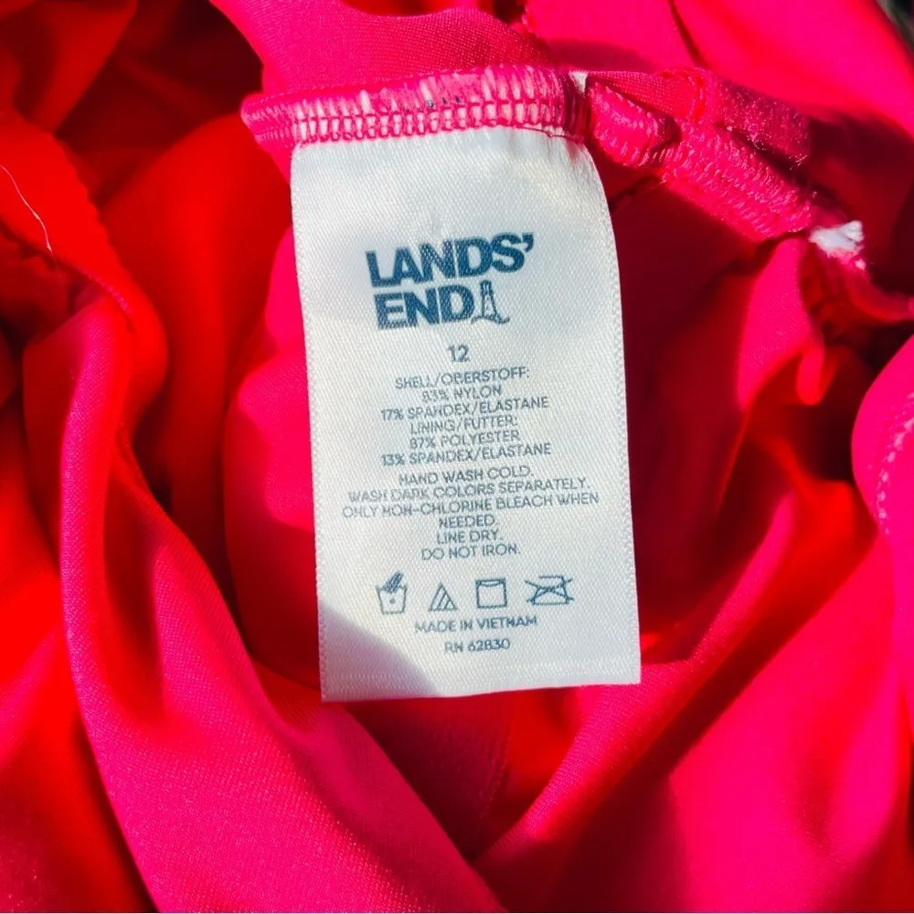 Lands' End Chlorine Resistant Adjustable Swim Dress Deep Sea Navy/hot Pink Sz 12 - Image 9