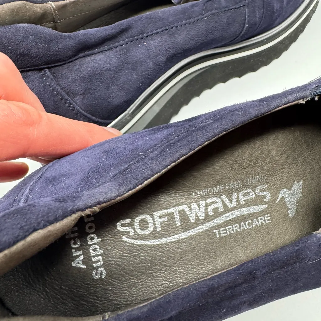 Softwaves Salera Navy Suede leather loafers Arch Support NEW $390 Size 36.5 Blue - Image 7