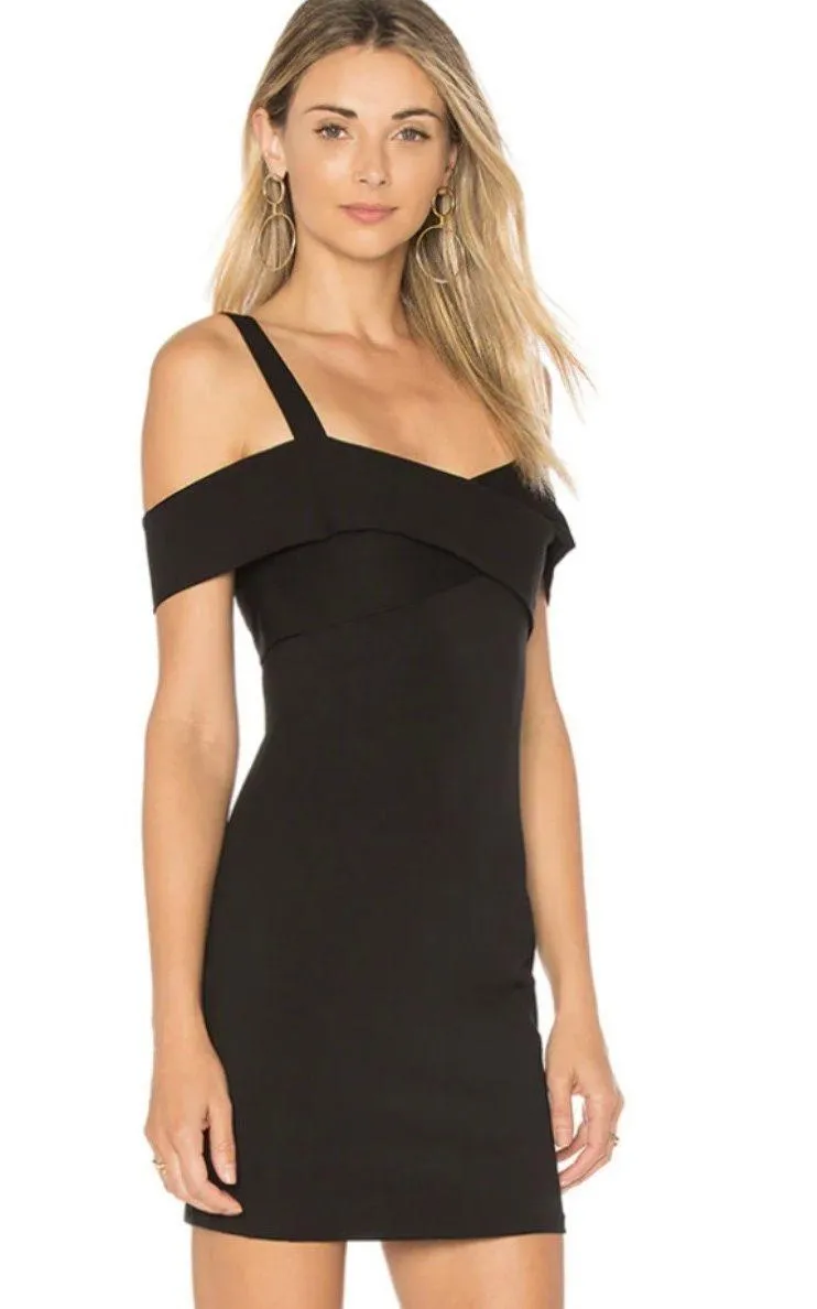 By the Way Black Bodycon Cold Shoulder Heart Shape Bust Mini Dress - XS - Image 2