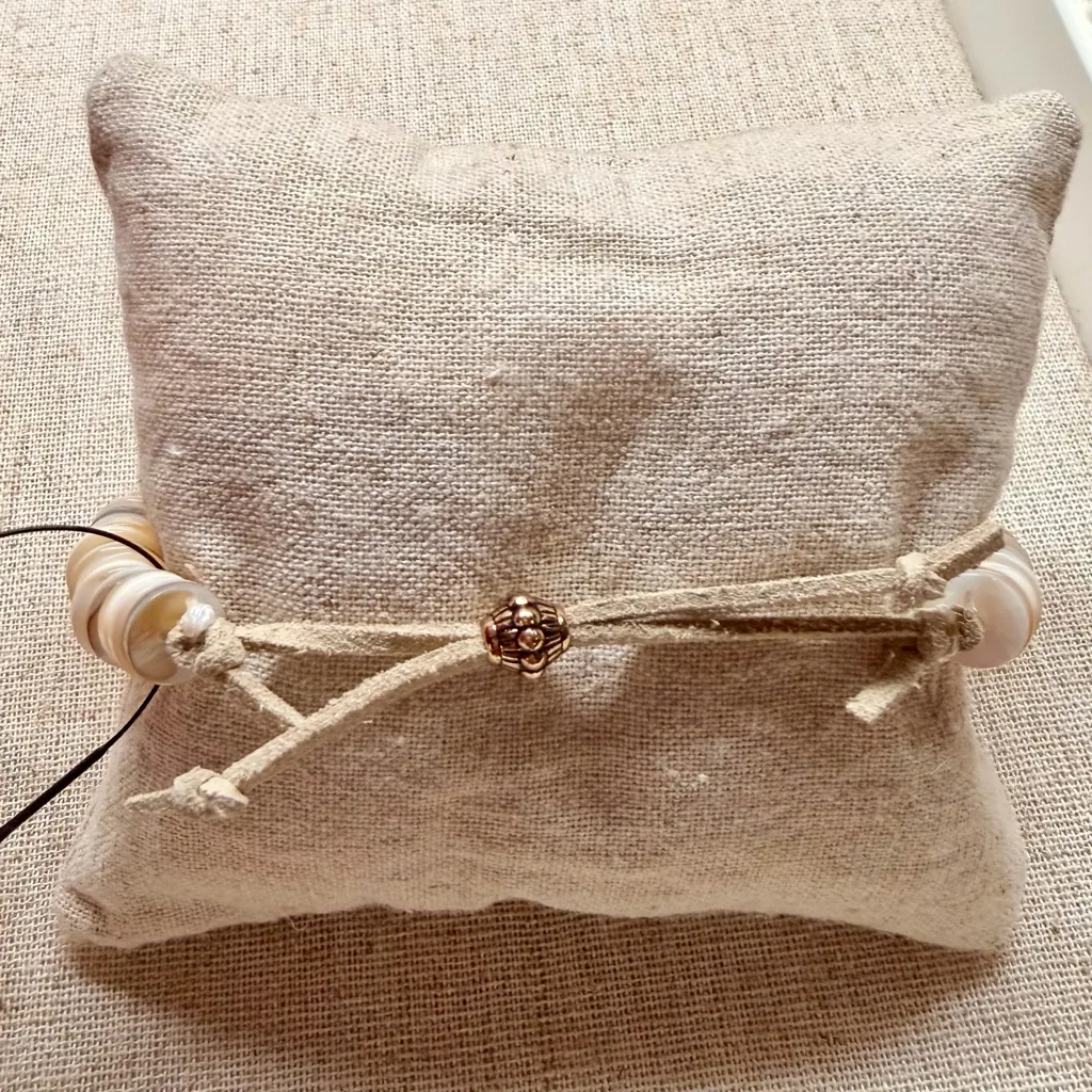 Free People Adjustable Cream & Brown Stone Beaded Bracelet - Image 2