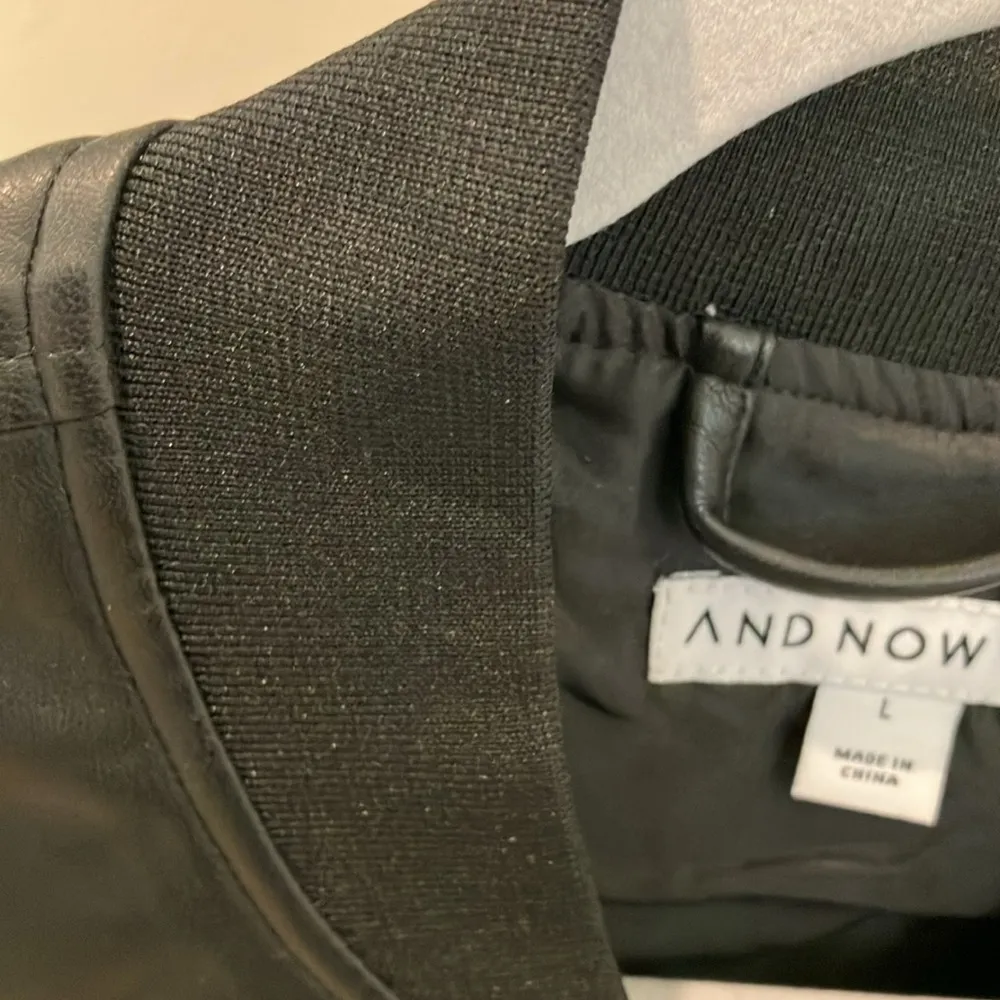 And Now This faux leather bomber jacket pockets EUC Black Size undefined - Image 5