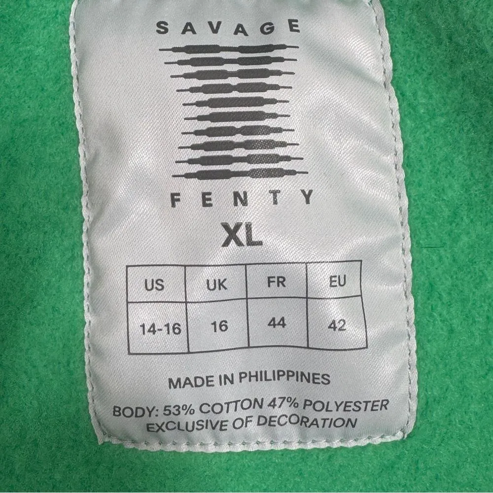 Savage X Fenty Essential Fleece Scope Logo Cropped Hoodie Sweatshirt Green XL‎ - Image 10