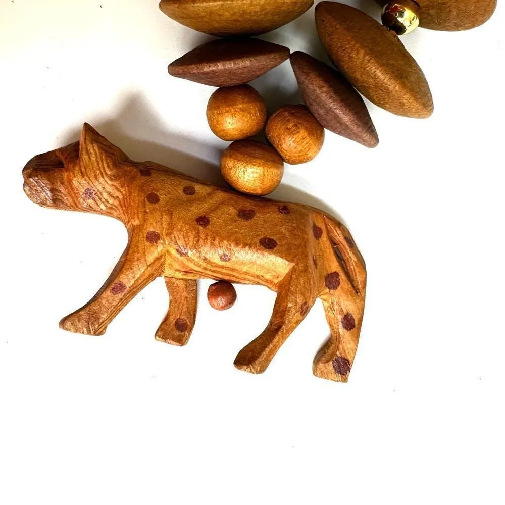 African wooden beaded animal beaded necklace Brown - Image 14