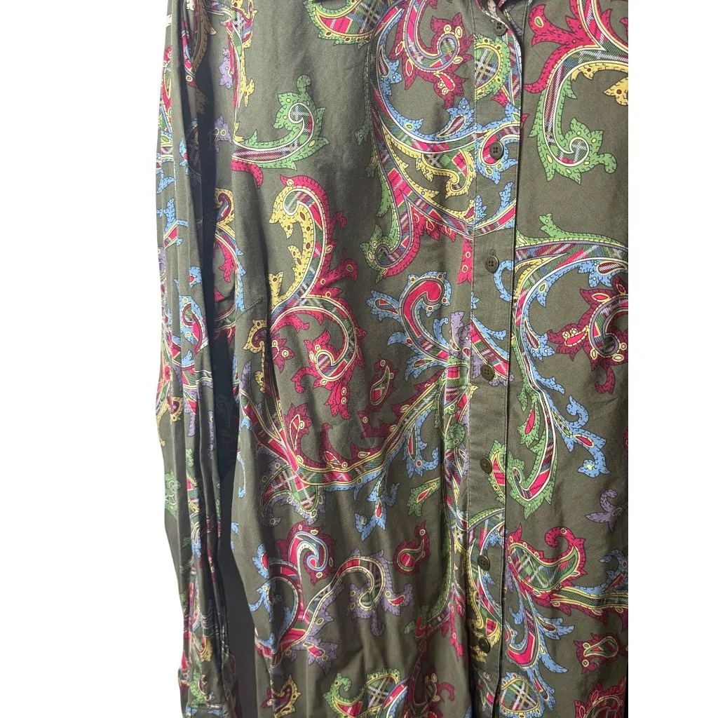 Tommy Hilfiger Womens Size 20 Colorful Paisley Abstract Button Shirt Stretch Top - Image 6