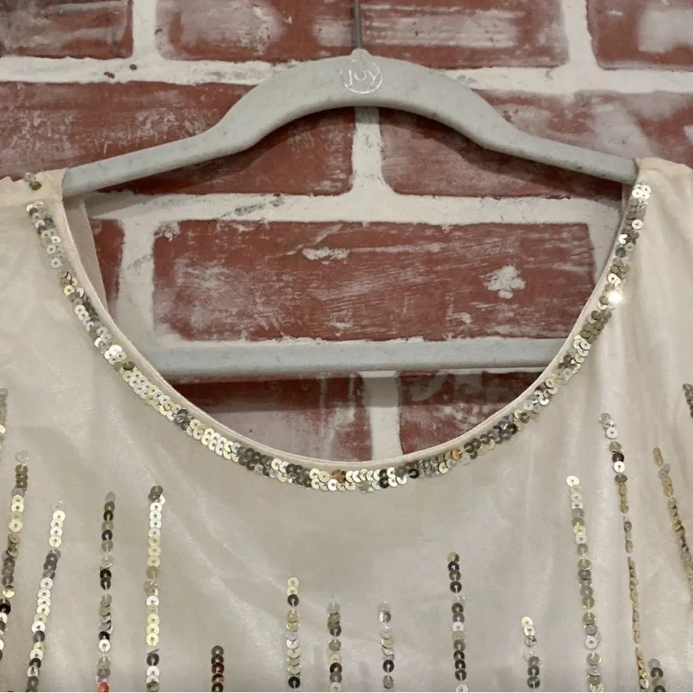 Sagaie Paris Women’s Vintage Sequined Silk Evening Mini Dress Size 4 ($400) Gold - Image 15