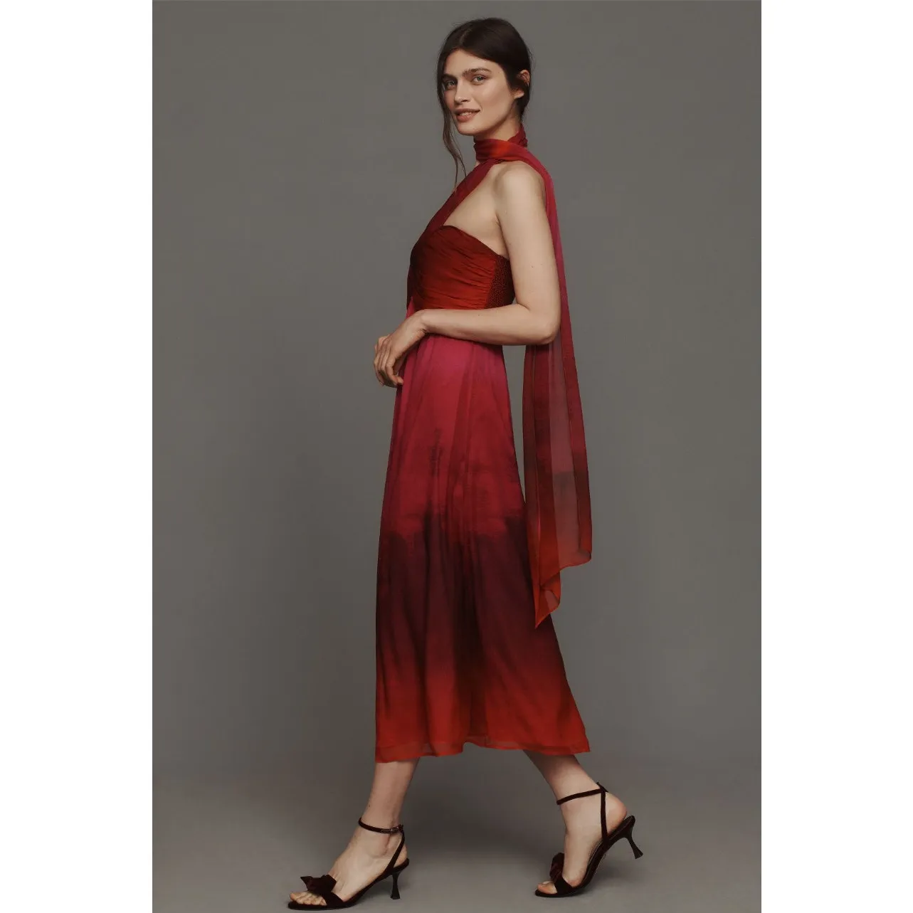 Anthropologie Plenty by Tracy Reese Halter Scarf Dress Pink Ombré Small NWT - Image 10