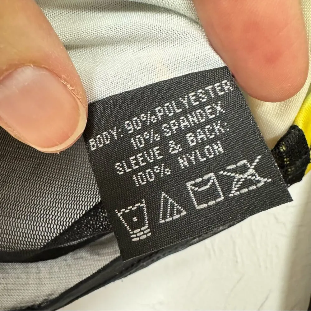 Vintage Y2K Style N&B Black Mesh Sleeve Butterfly Blouse Womens M Colorful Sheer Yellow Size M - Image 8