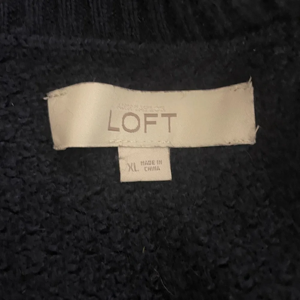 LOFT Navy Blue Crewneck sweater Fisherman Classic Size XL Womens Wool Cotton - Image 4