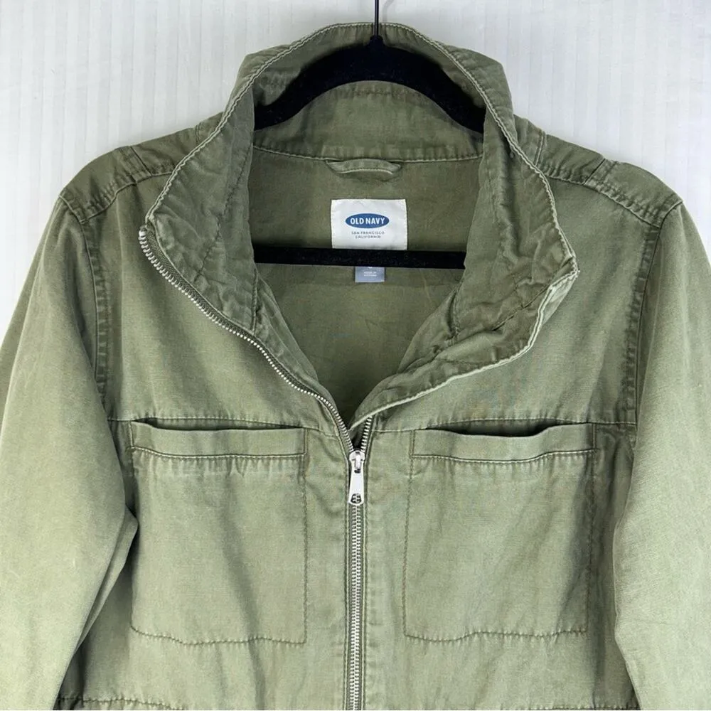 Old Navy Military Green Utility Jacket Women’s Size Large - Image 7