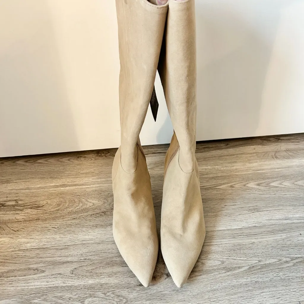 Vince Camuto Knee High Suede Pointed Toe Boots Tressara in Tan Size 9.5 NWT - Image 5