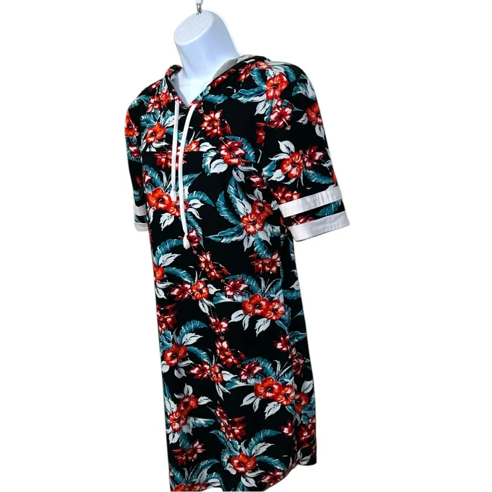 Ultra flirt Floral Hooded Dress with Red and Green Accents - Image 2