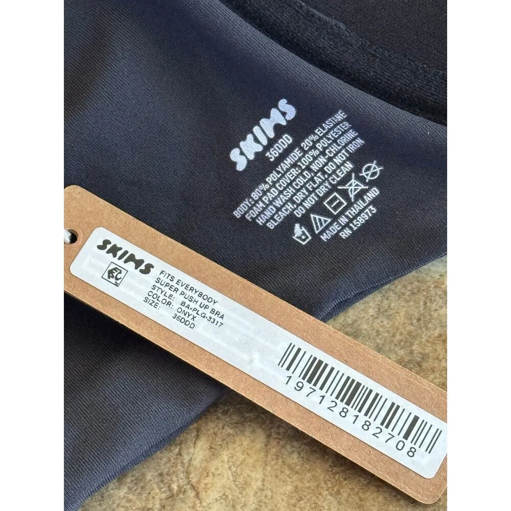 Skims Fits Everybody Super Push-up Bra Onyx Size 36DDD - Image 7