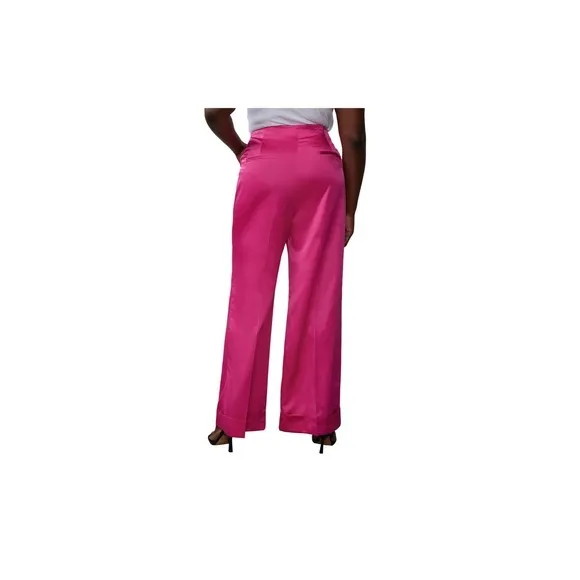 NY&C Pink Wide Leg Trousers New 2X High‎ Waist Satin Dressy Party Pants Size XXL - Image 3