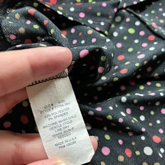 2000s Black‎ Multicolor Polka Dot Babydoll Halter Neck Tie Top Womens Size S/M Black - Image 5