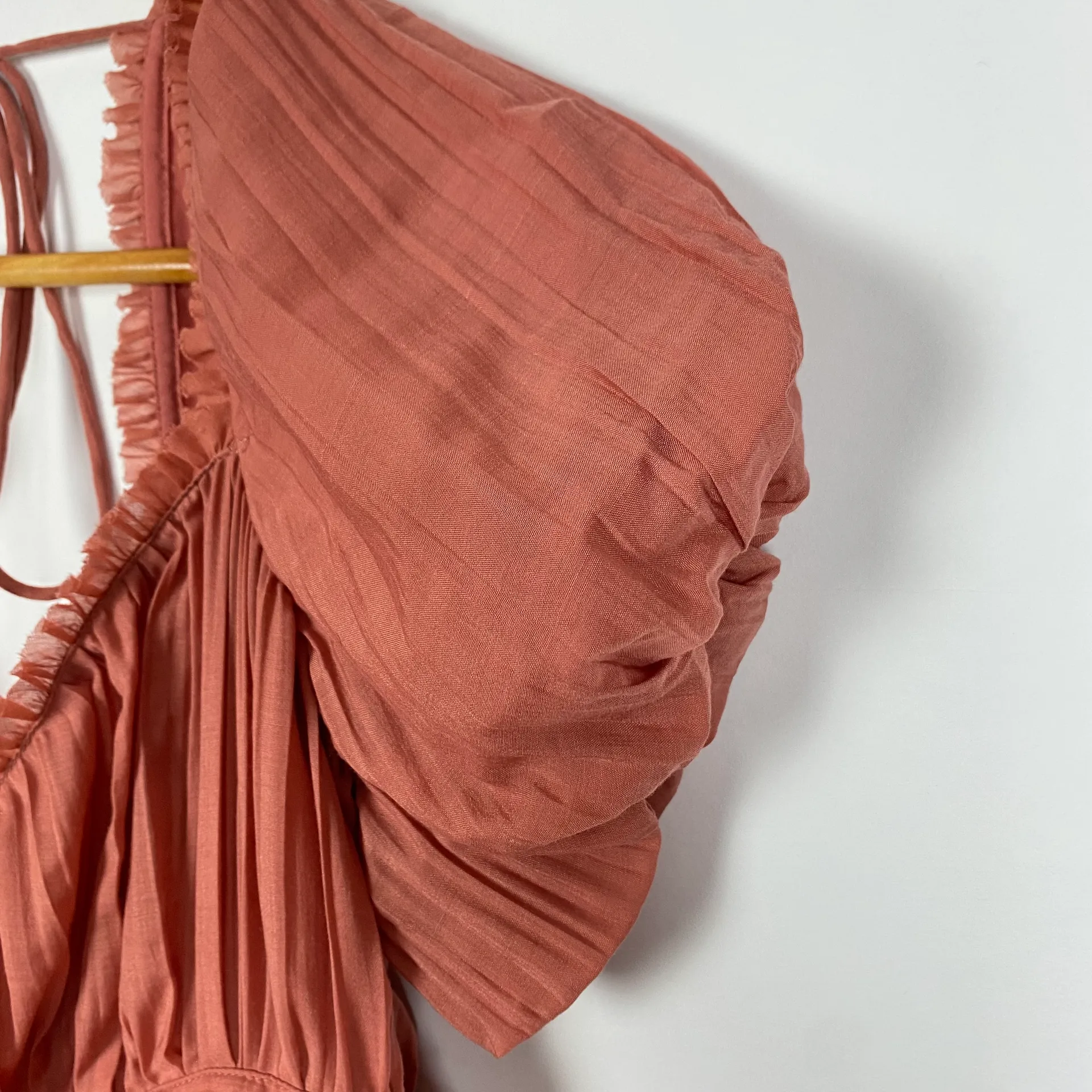 DESIGN plisse mini dress with puff sleeve in rose size 8 - Image 5