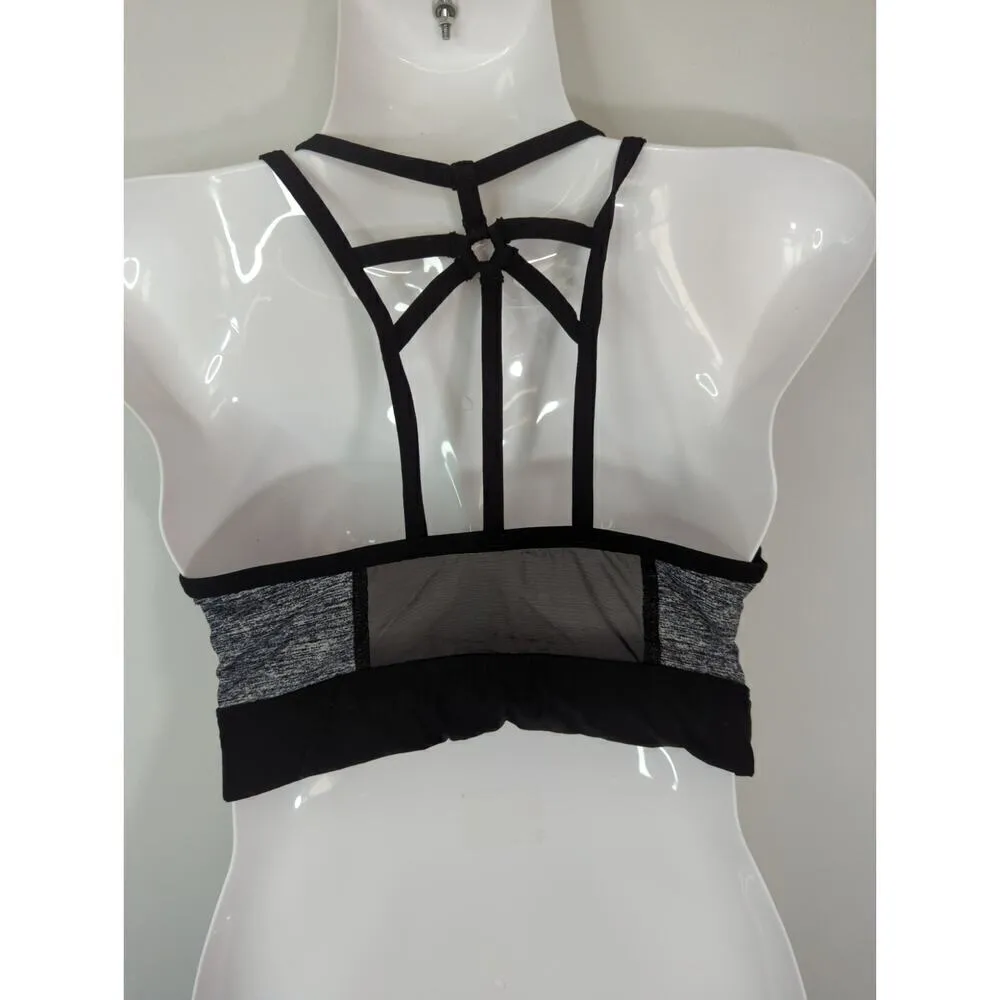 Pink Victoria’s Secret Ultimate Gray‎ & Black Strappy V-Neck Sports Bra Size XS - Image 2