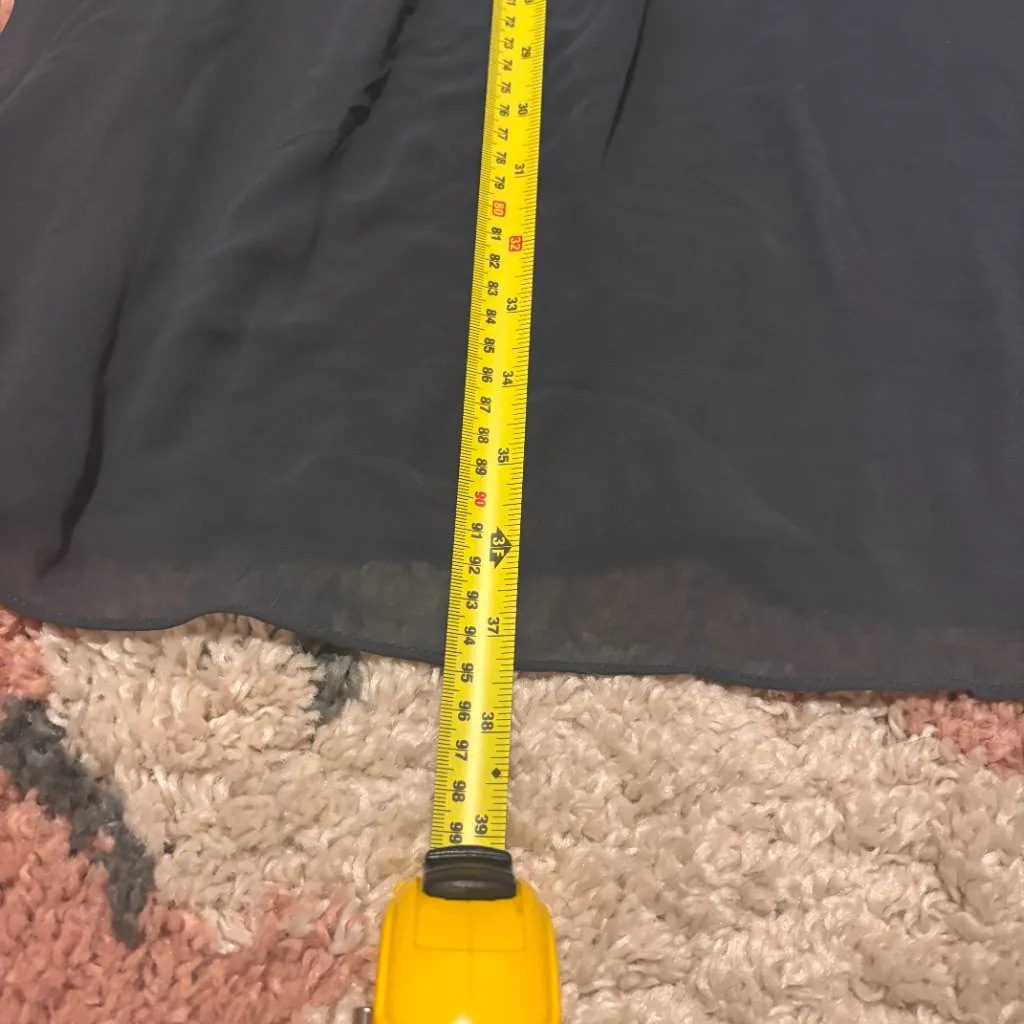 LOGO by Lori Goldstein Dress Sz M MIDI Maxi w/Chiffon Trim Black Quarter Sleeve - Image 4