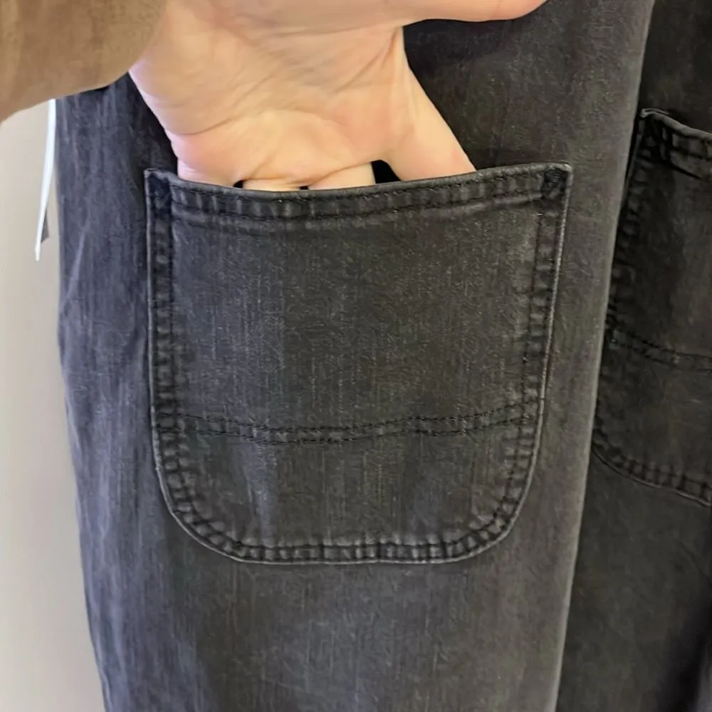 GAP Acid Wash Black Adjustable Razorback Overalls Pockets and Side Buttons- M - Image 10