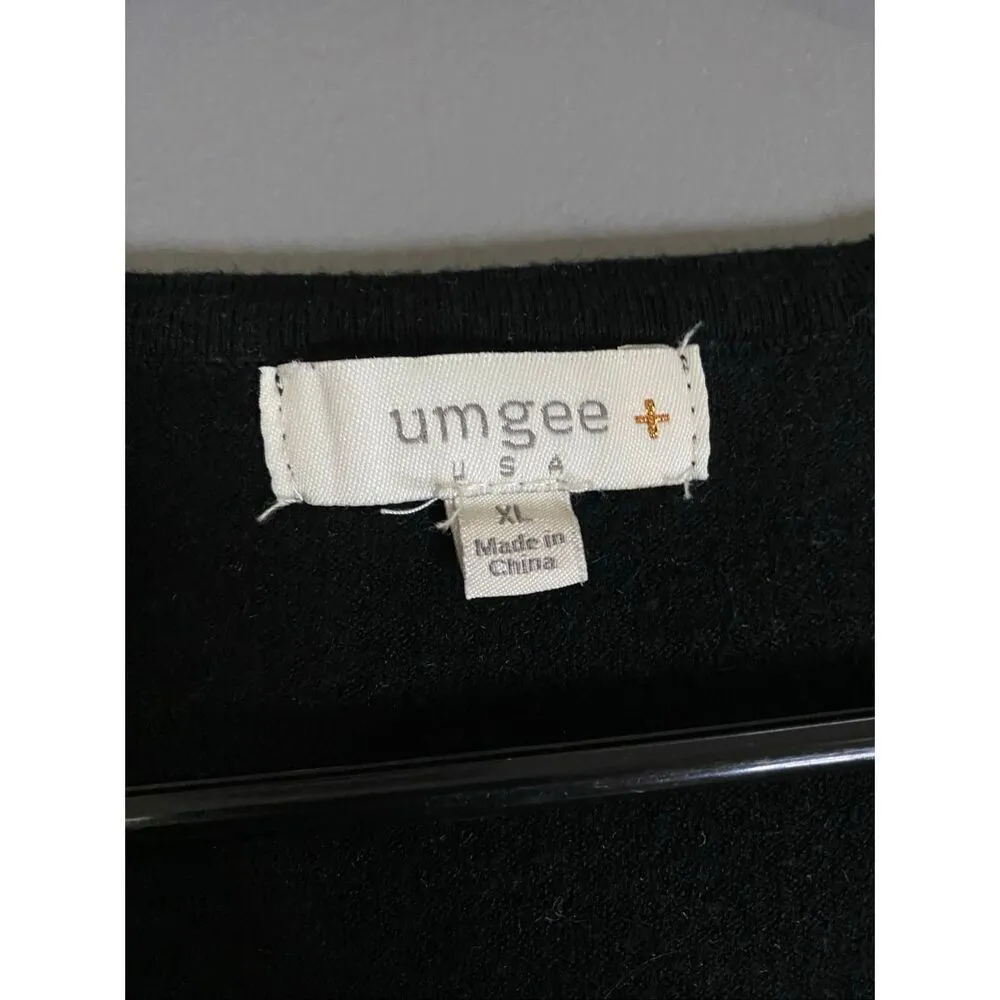 Umgee Tunic Sweater Womens Black Criss Cross V Neck Long Sleeve High Low XL - Image 3